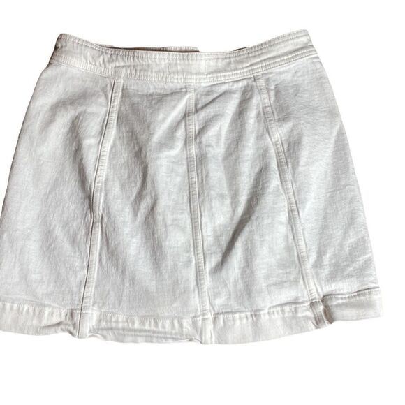 Madewell mini skirt denim A line in tile white: button front edition size 8 y2k - Picture 6 of 10
